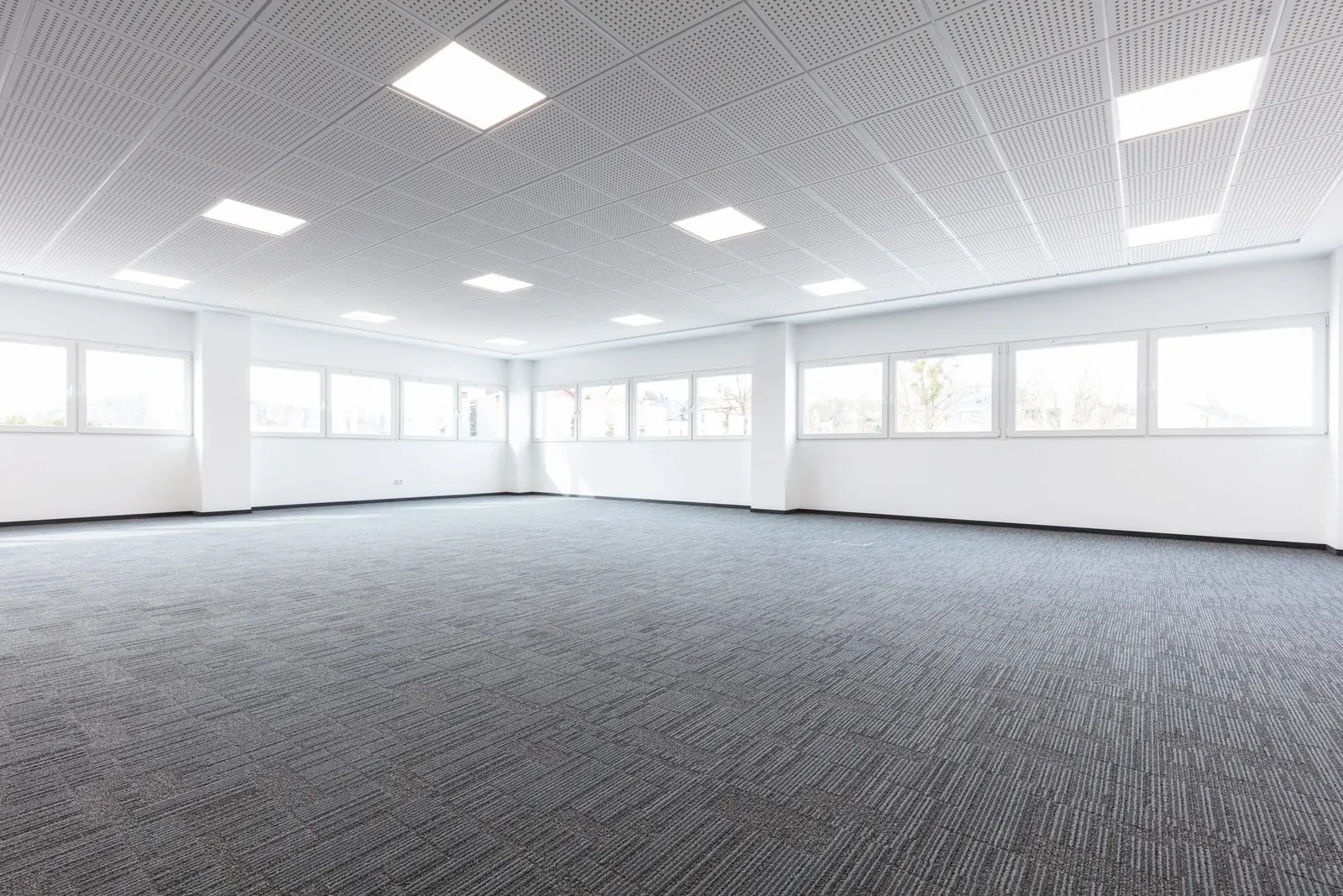 Fresh carpet in a bright commercial interior