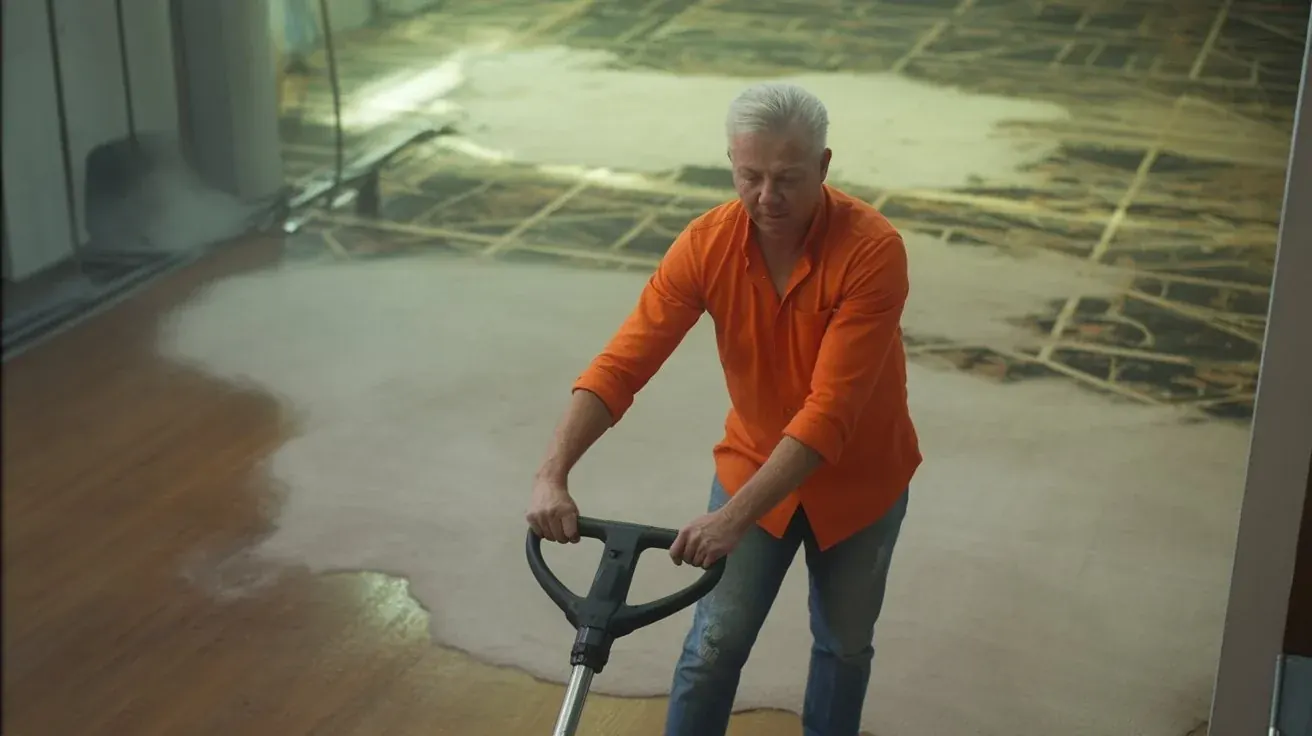 Professional hard-floor cleaning equipment in use